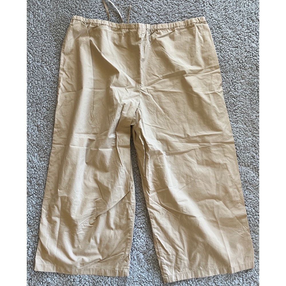 Prospirit XL Tan Drawstring Cropped Cotton Capri Pants.